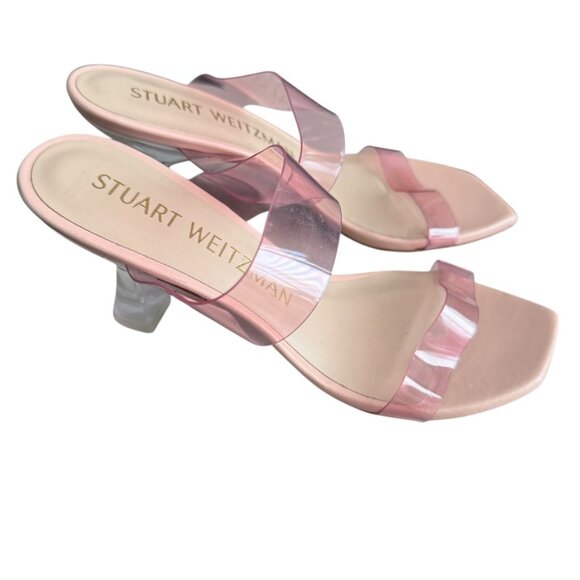 STUART WEITZMAN Krystal Clear Slide‎ Sandal Heels Women 8B Pink Girly Pastal - Picture 1 of 8